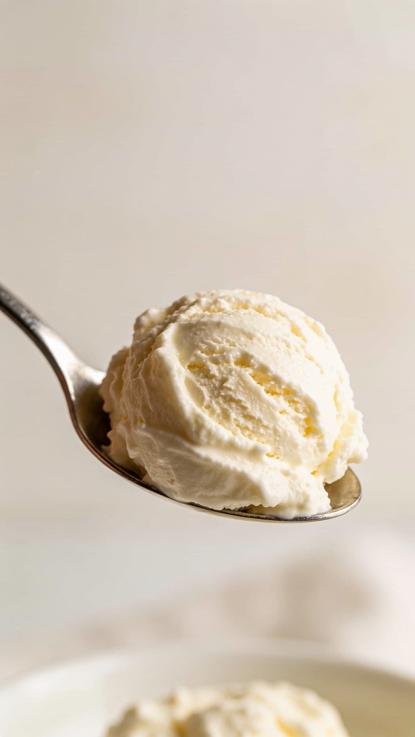 Closeup of a single scoop of ricotta filling on a spoon