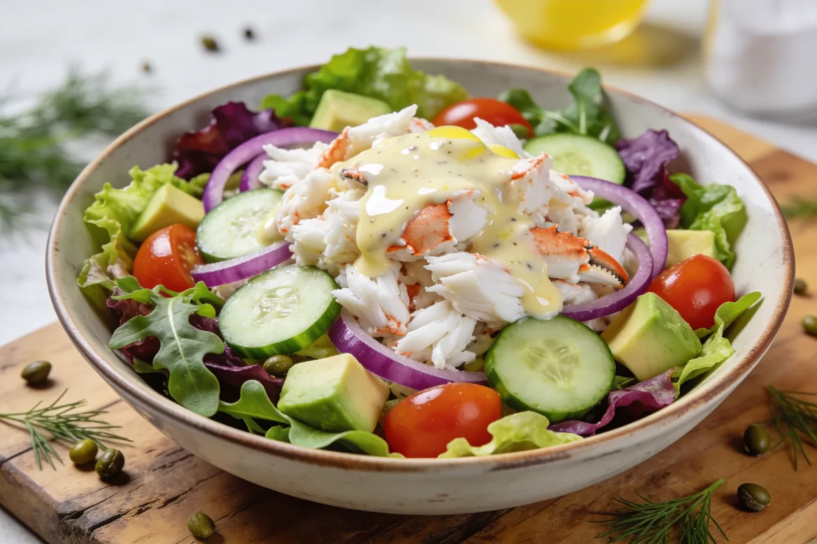 Easy Healthy Crab Salad Recipe With Fresh Veggies and Creamy Dressing